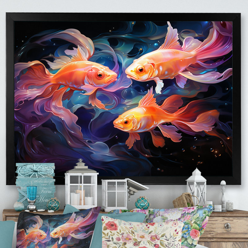" Fishing Ethereal Eels ", Black Single Picture Framed, 30" H x 40" W x 1.5" D