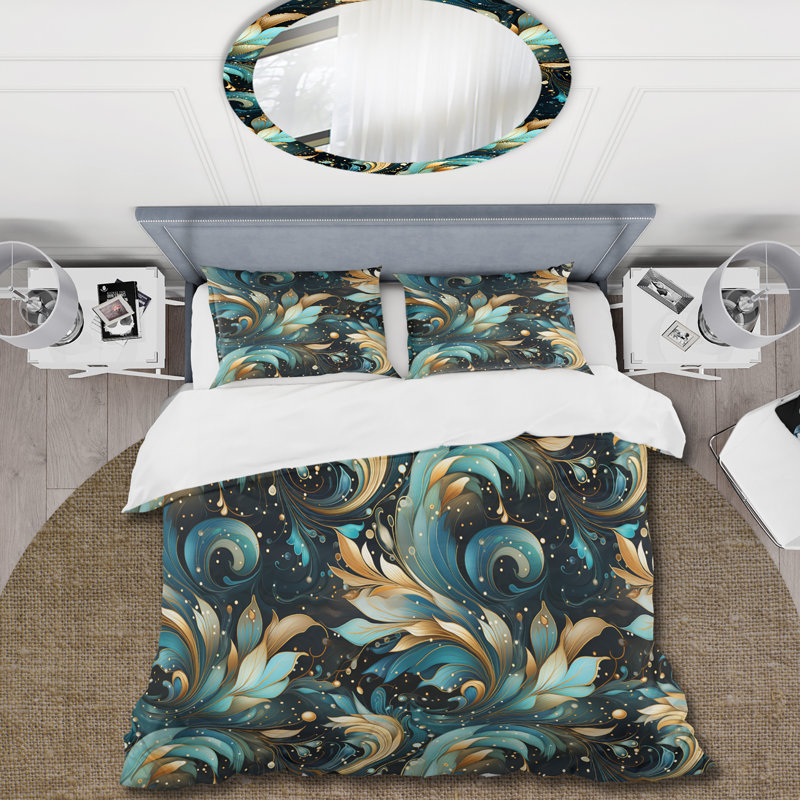 Literie à motif cachemire céleste, Housse de couette simple + 1 taie décorative stan