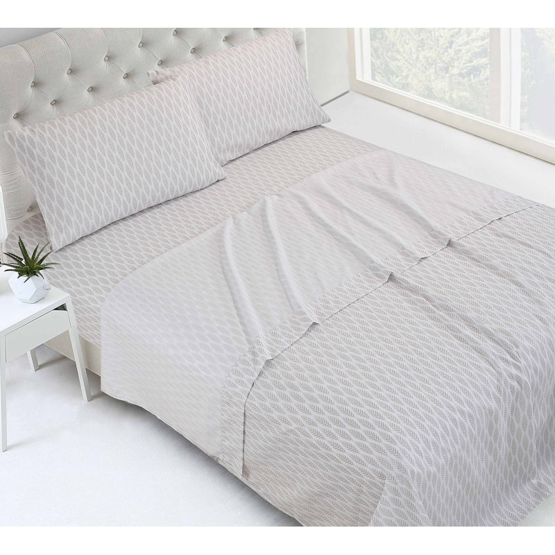 Ensemble de draps en microfibre de haute qualité Swift Home, Ensemble de draps pour lit simple avec 1 taie d'or, Floral blanc