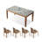 4 - Person Grey+Tan Rectangular Solid Wood Sintered Stone Tabletop Dining Table Set-111170040
