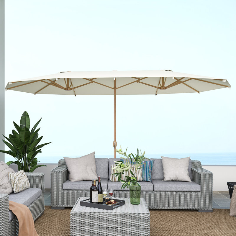 Double parasol de jardin l 179,1 po x P 104,3 po, protection UV30 +, beige