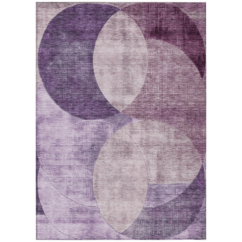 Purple Geometric Circles Washable Indoor/Outdoor Rug 2'6" x 3'10"