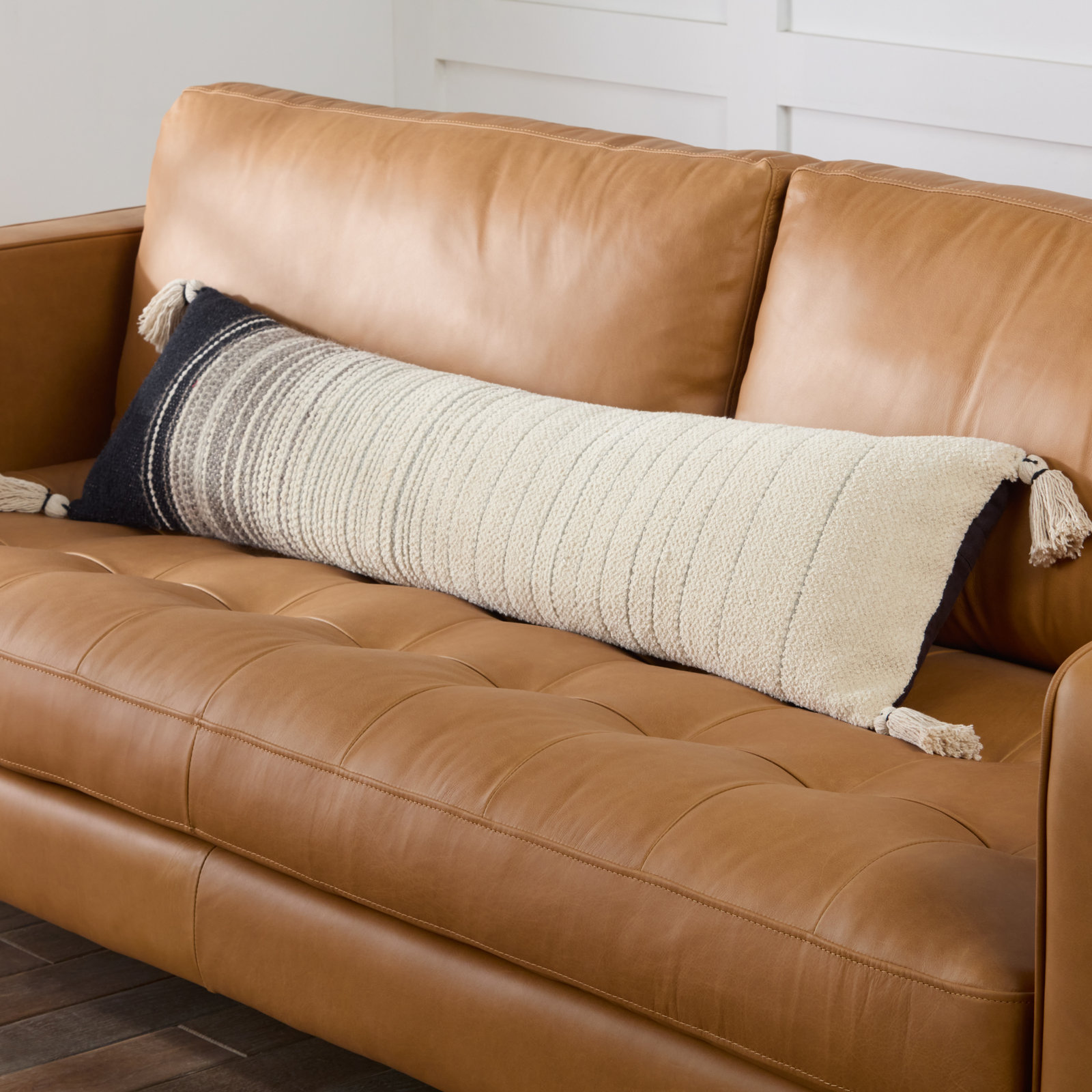 Curry Striped Cotton Lumbar Throw Pillow, No fill