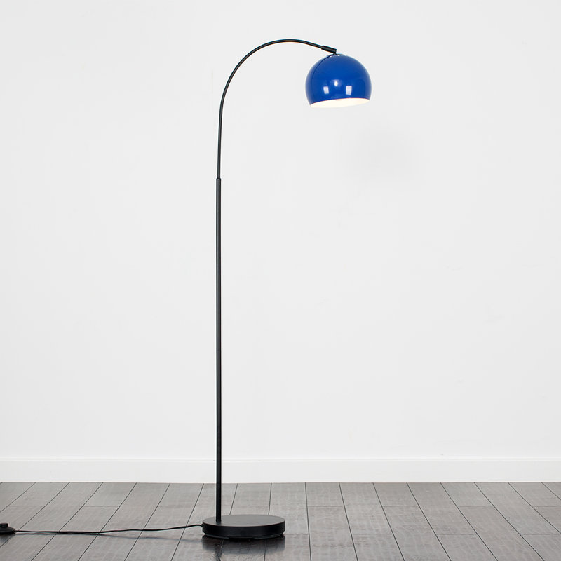 Derosier 152cm Arched Floor Lamp, Dark Blue, Black