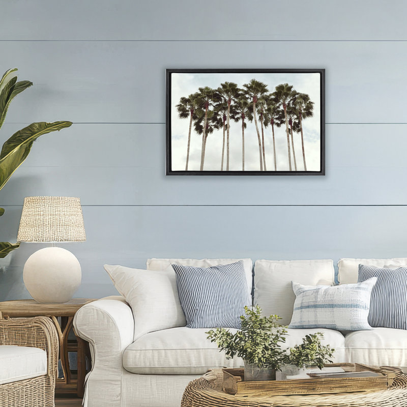 Cadre flottant Surfs Up Beach Palms, design par Natalie Carpentieri, Cadre flottant noir de jais, H 21 po x l 31 po