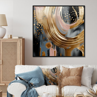 «Gold and Black Marble Expression VI», art abstrait sur toile marbrée