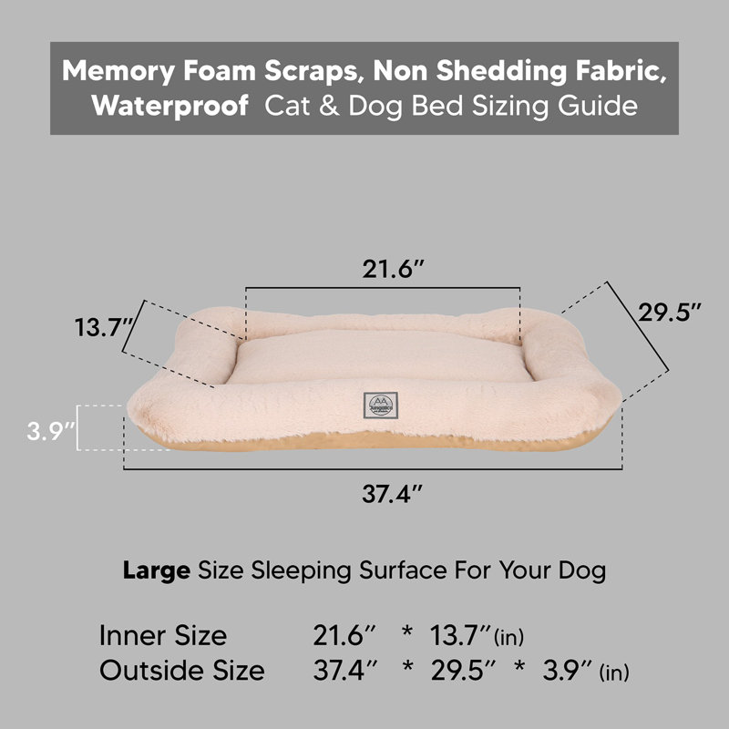 Jungolica Orthopedic Pet Bed, Beige, 95cm H x 75cm W x 10cm D