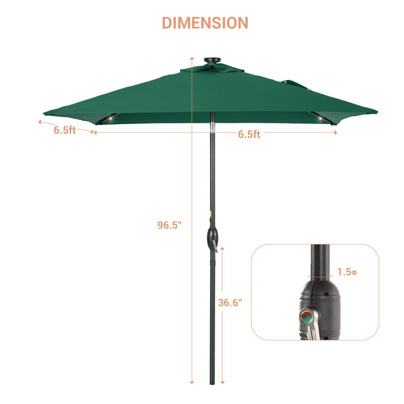 Parasol de marché carré 78 po Rukhsaar, Vert foncé