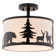 Jorene 13-In W Bronze Rustic Semi Flush Mount Ceiling Light White Linen Deer Tree