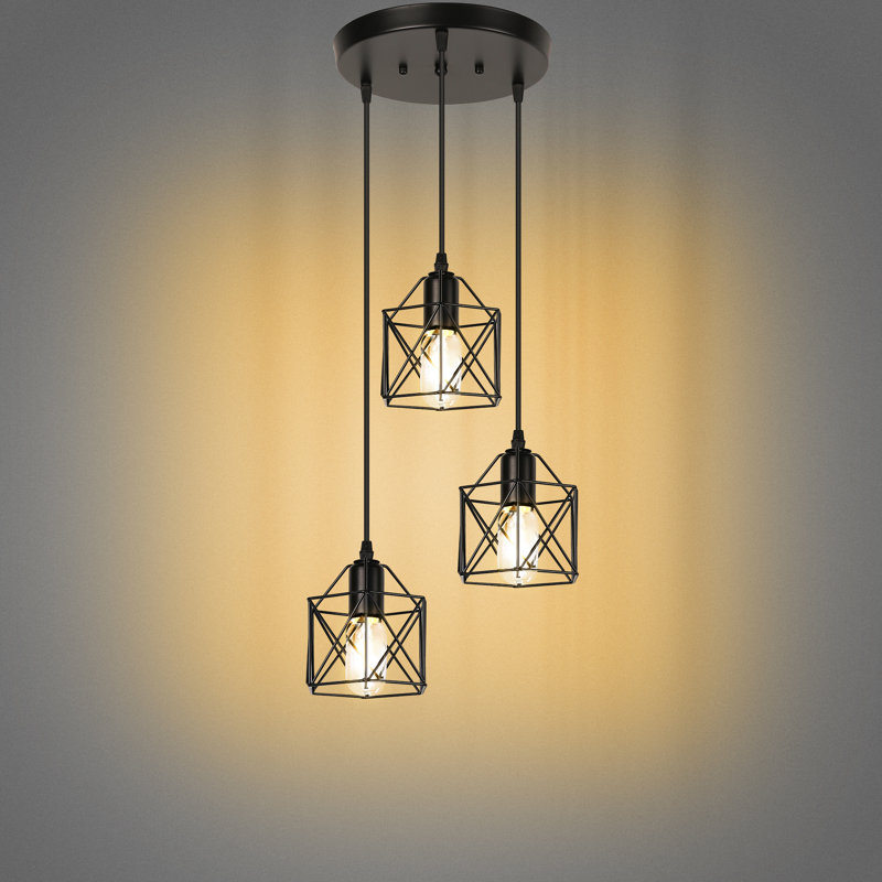 Luminaire suspendu grappe noir 3 lumières Aaiyana