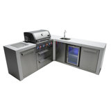 Mont Alpi 4-Burner 90 Degree Deluxe Stainless Steel Outdoor Barbecue Island Grill + Beverage Center