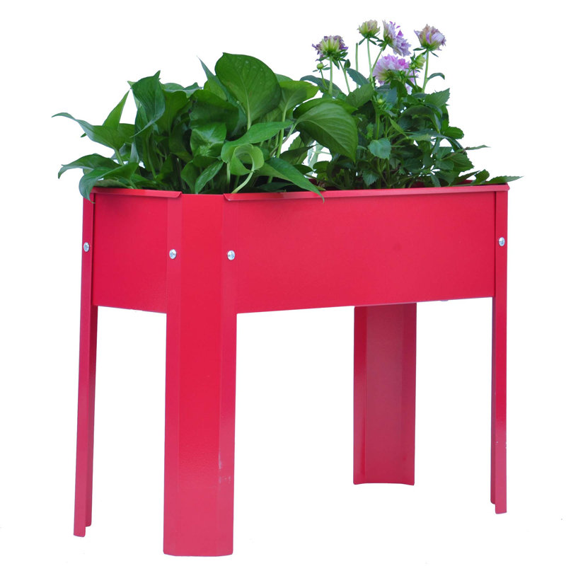 Lit de jardin surélevé polyvalent en métal pour le jardinage extérieur et jardin, Rouge, 1