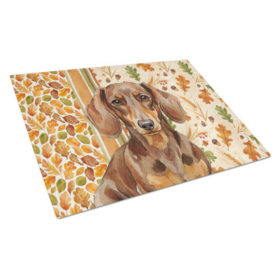 Planche à découper en verre chocolat et brun clair Dachshund Heirloom