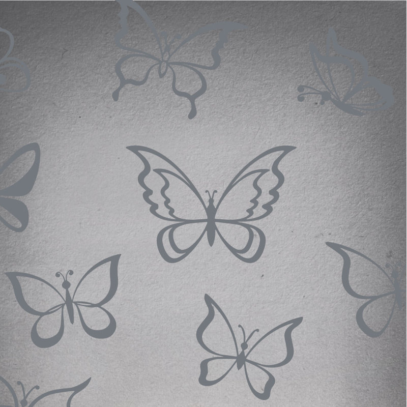 Adhésif décoratif papillon, Gris orage, H 55 po x l 58 po x P 0,01 po