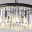 Luminaire suspendu à hauteur réglable à 2 niveaux de style lustre rond en cristal noir à 6 lumières Geboe-2121542048