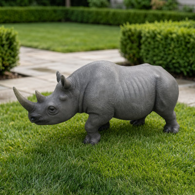 Outdoor Weather Resistant Hippopotamus Garden Statue, 12.6" Wildlife Decor Figurine