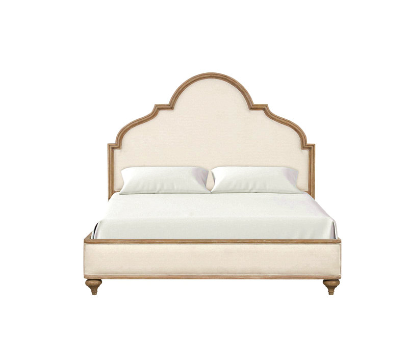 Cadre de lit tapissier d'aspect traditionnel de 1 lit très grand lit en bois massif avec pieds en bois massif