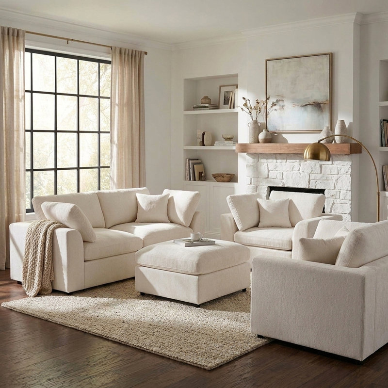 4 - Piece Living Room Set, Beige