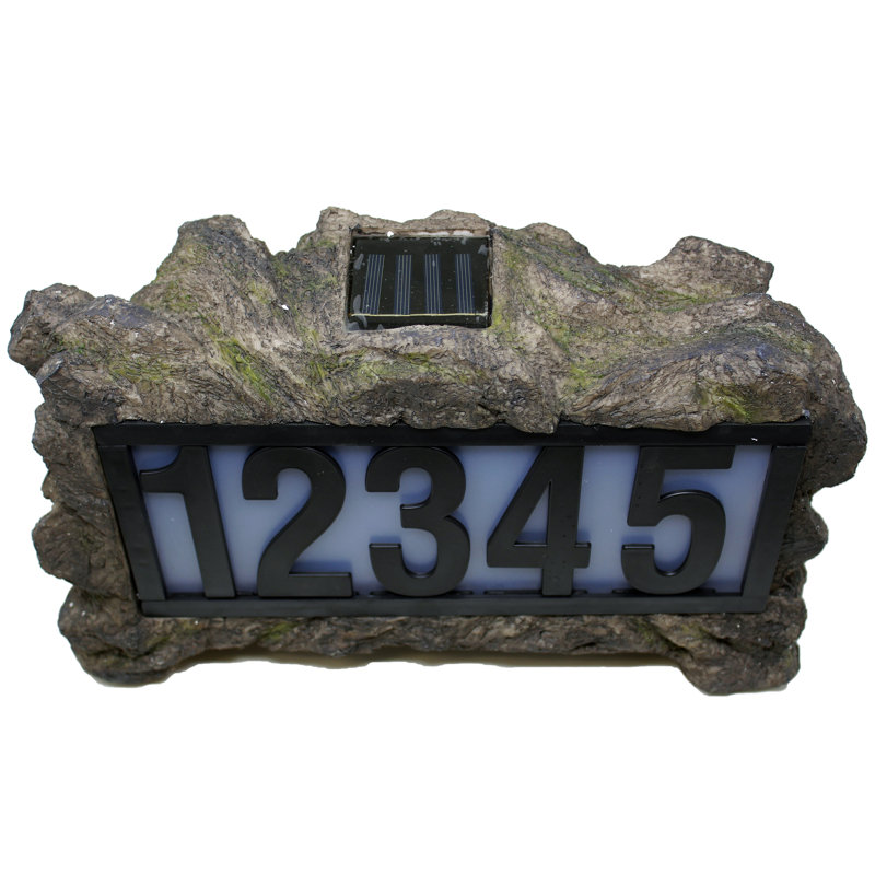 Solar Powered House Address Sign for Lawn Garden