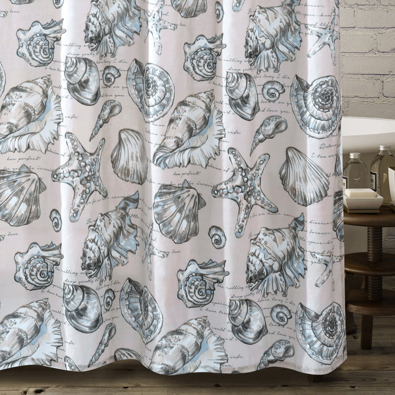 Cruz Linen Coastal Beach Scene Shower Curtain, 72x72 Inches