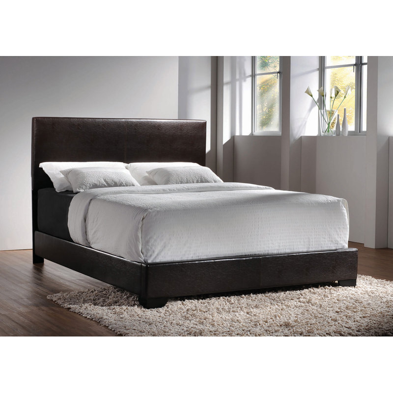Bernhilde Upholstered Queen Panel Bed Dark Brown, Dark Brown, Queen