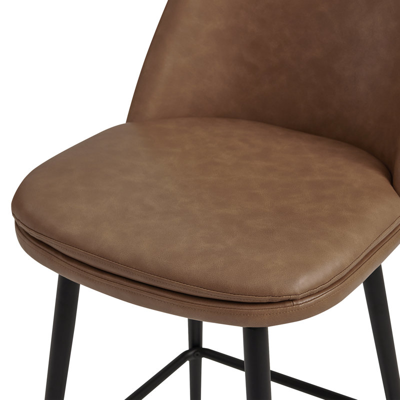 Tabouret pivotant Betzalel (ensemble de 4) - Similicuir, Brun selle