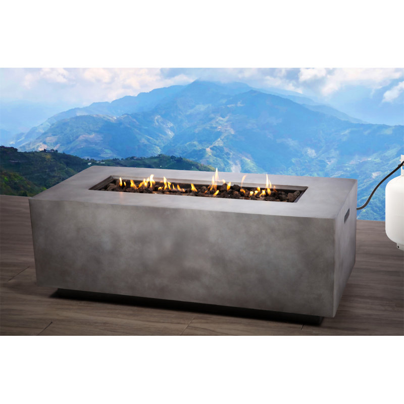Concrete Propane Outdoor Fire Pit Table(Gray Concrete)