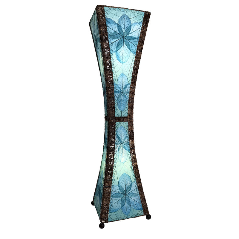 Conrado 48'' Black Column Floor Lamp, Sea Blue