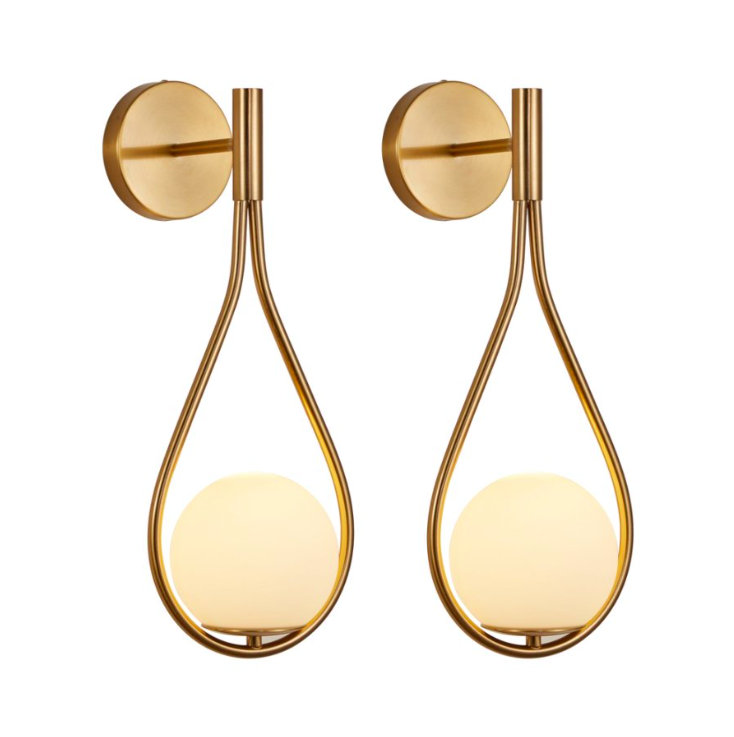 Frosted Glass Teardrop Wall Sconce, Set of 2