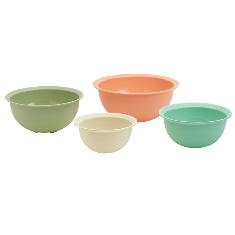 Assorted Color Plastic 4-Piece Mixing Bowl and Colander Set