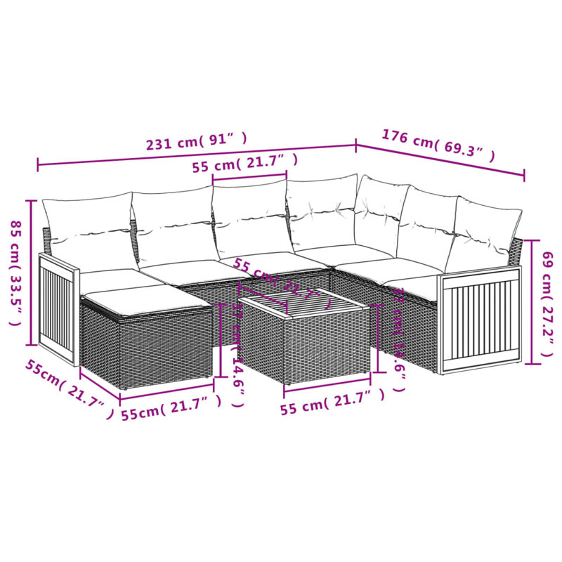 Ensemble de canapé de jardin Vidaxl
