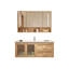 Meuble-lavabo mural en bois d'hévéa massif, de style bois naturel, avec lavabo en céramique intégré et armoire à miroir intelligent-1090966042