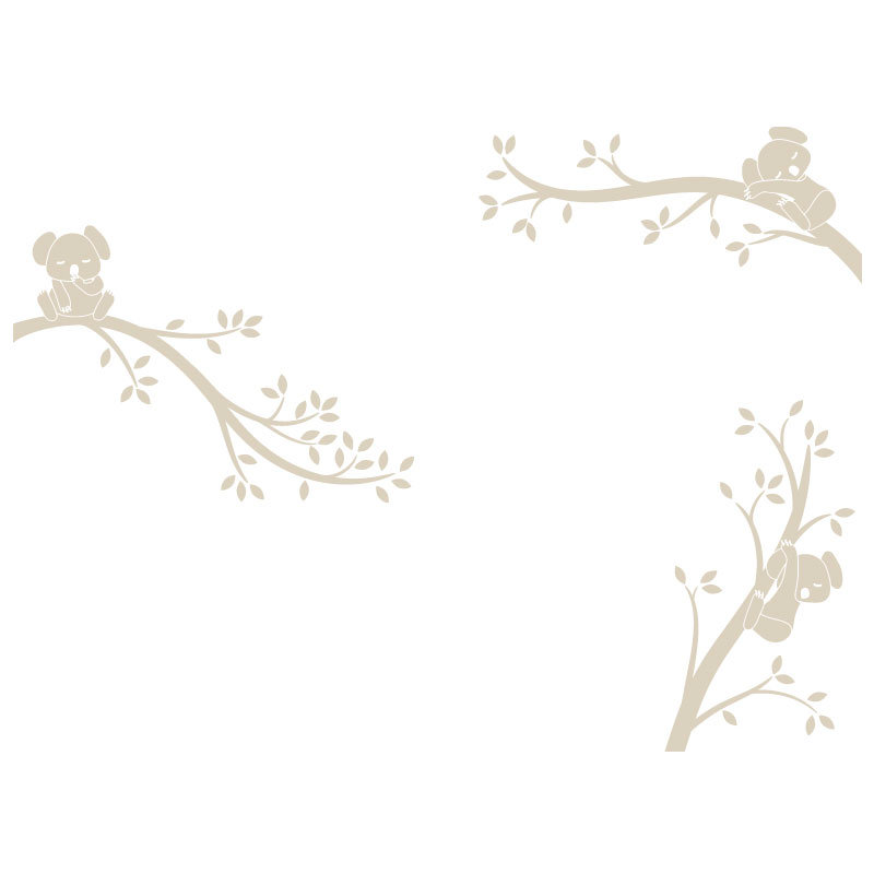 Décalcomanie murale branches monochrome tree branches Koala, Beige clair