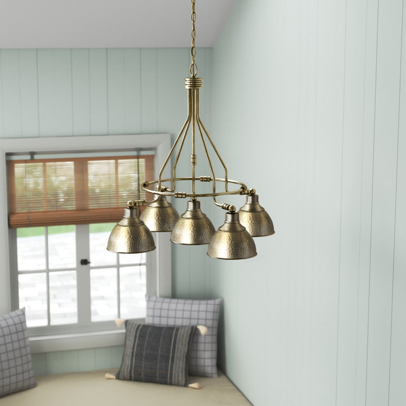 Miramar 5 - Light Dimmable Chandelier, Legacy Brass