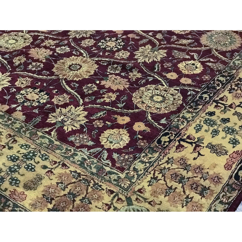 Tapis brun et doré de haute qualité noué à la main
