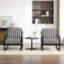 Fauteuil lounge en tissu à rayures noires et blanches, monobloc, style moderne du milieu du siècle, mousse haute densité, structure en bois massif