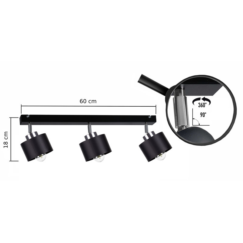 Jumanah Ceiling Spotlight, Black/Silver, Black