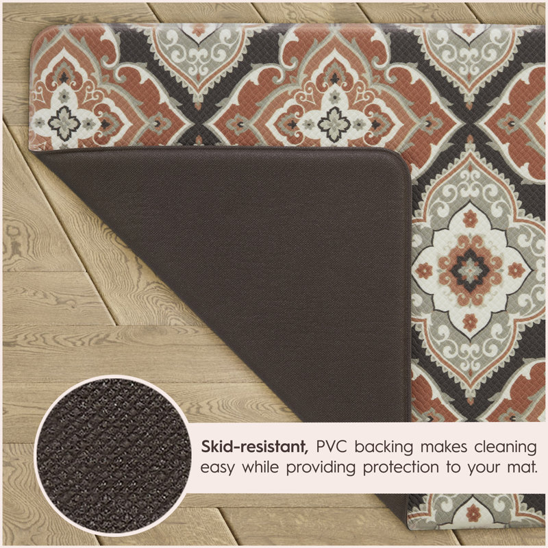 Rust Medallion Design Anti-Fatigue Kitchen Mat Set