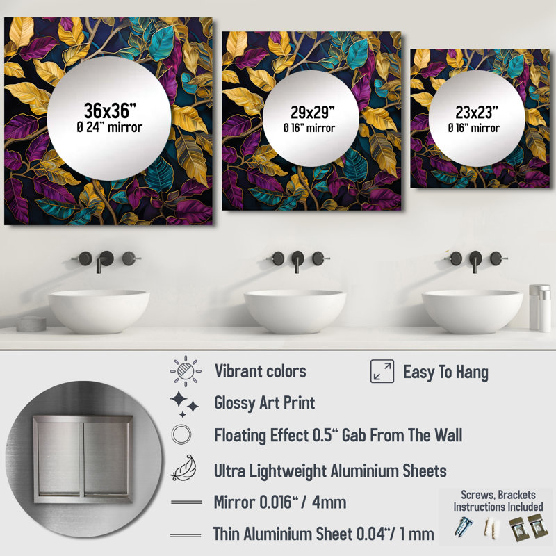 Leod - Décoration murale miroir carré pour chambre à coucher, 29 po x 29 po