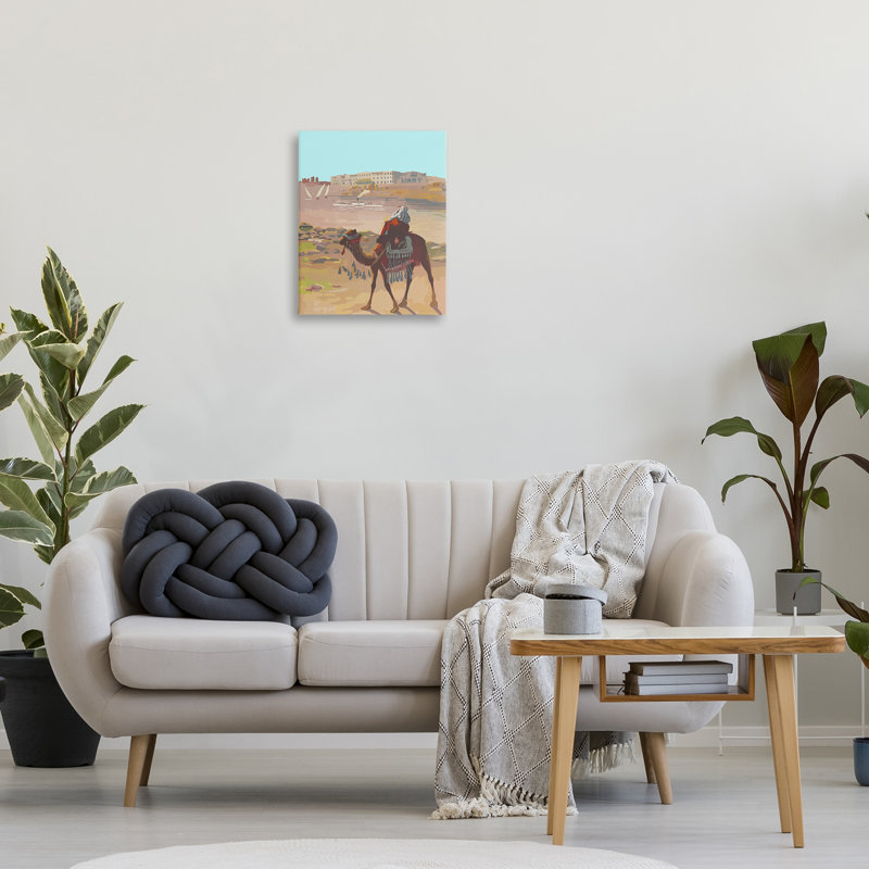 Art mural sur toile Camel in Desert Town par Daphne Polselli, H 20 po x l 16 po