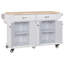 Îlot de cuisine avec comptoir en bois d'hévéa, chariot de cuisine sur 5 roues avec armoire de rangement-446476663