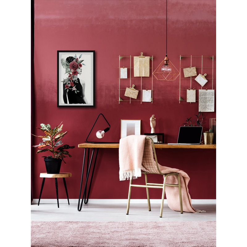 Reproduction encadrée « red blooms », H 12 po x l 8 po x P 1,5 po