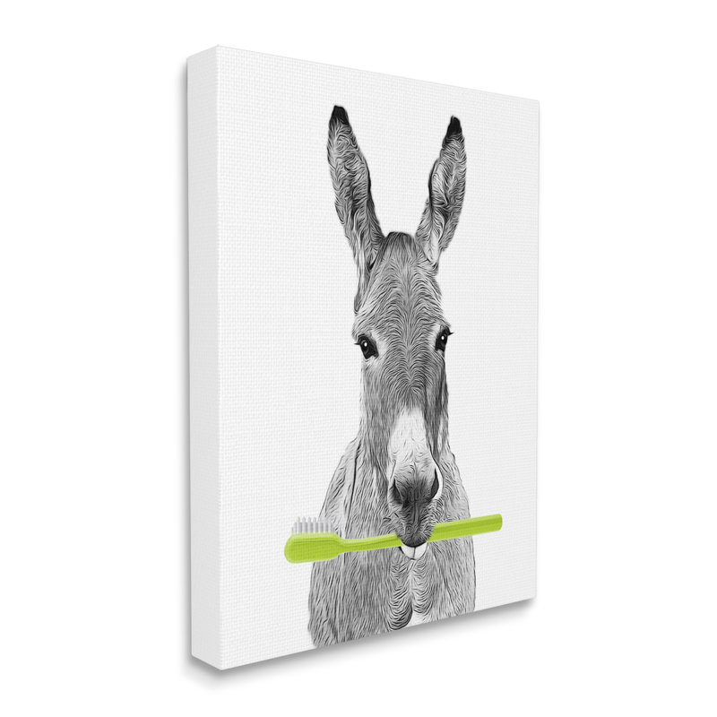 «Donkey Toothbrush», animal rigolo sur toile, H 30 po x l 24 po x P 1,5 po