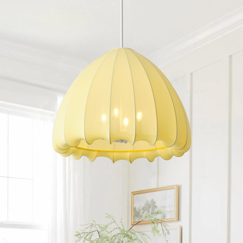 4 luminaires suspendus en tissu à intensité variable jaune