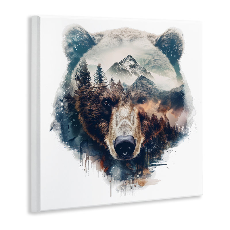 Bear Head Silhouette Wall Plaque Art by LSR Design Studio