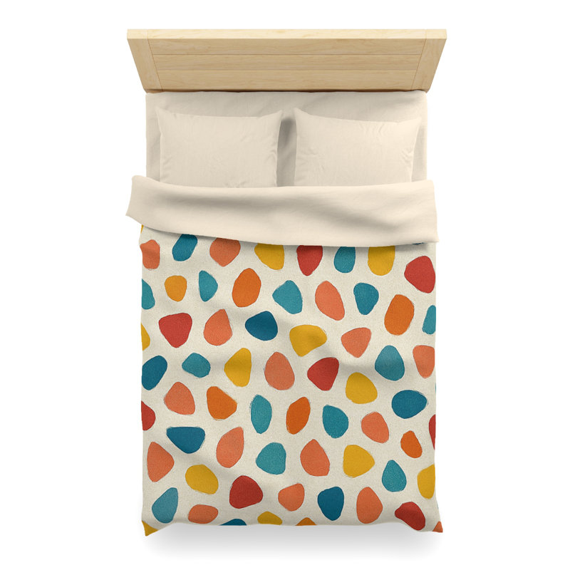 Microfiber Duvet Cover Boho Style, Design 43, Twin XL Duvet Cover, Cream