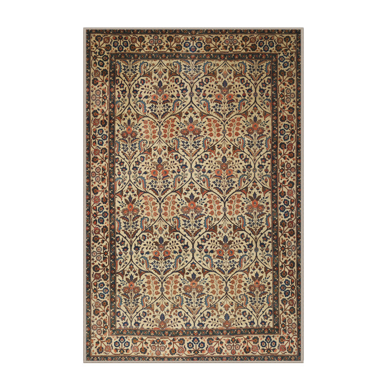 Tapis traditionnel beige / crème / brun, Rectangle 5 pi x 7 pi