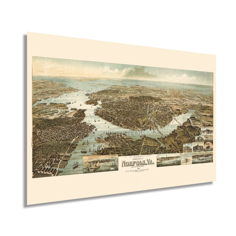 " 1892 Norfolk Virginia ", 16" H x 24" W x 0.01" D