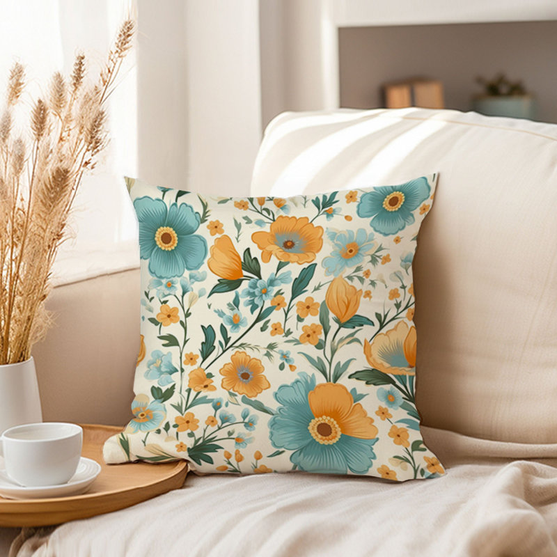 Floral Pattern Flowers Retro Pattern Cottage, 16"H x 16" W