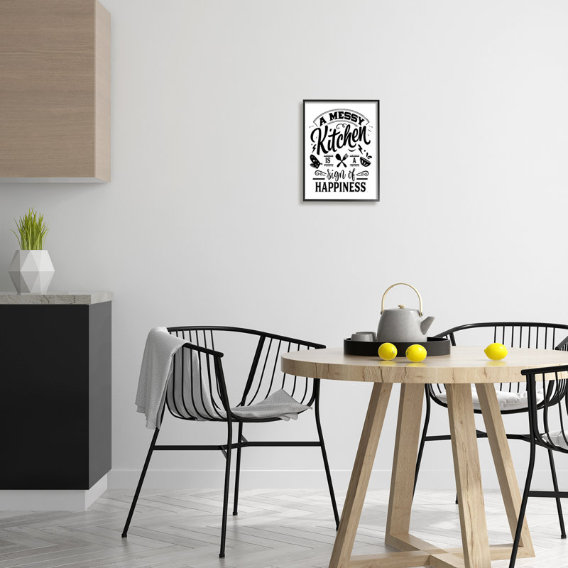«Kitchen Happiness», art texturé et giclée rétro de style argenterie décontractée par lettres et lignes